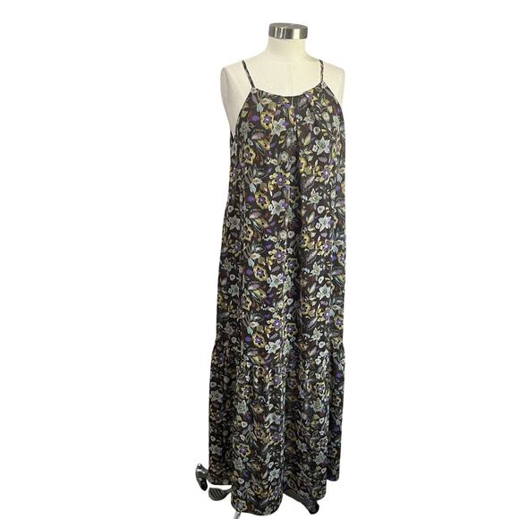 Melloday Floral Maxi Dress Size M Boho Tiered Spaghetti Strap - Picture 2 of 8